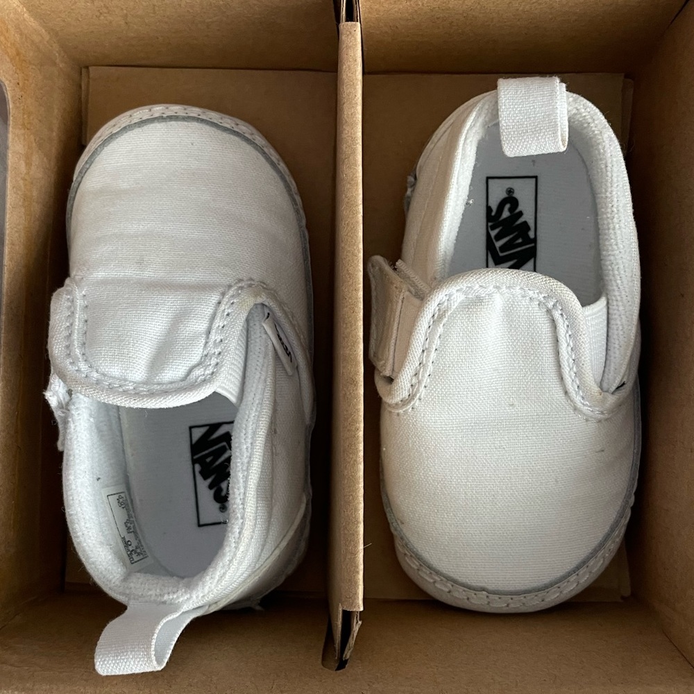 Vans Infant White Slip-On Canvas Shoes